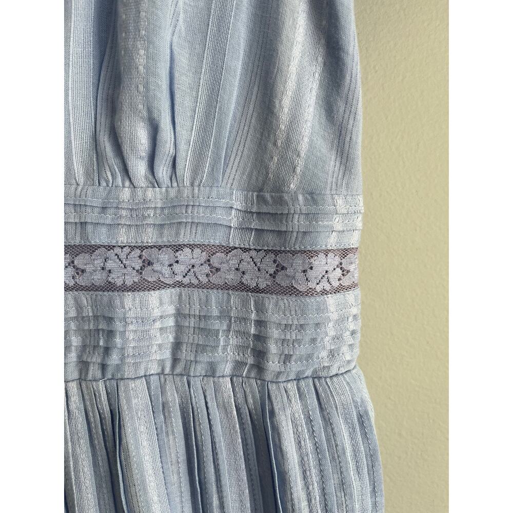 J.Crew 6 Blue Striped Puff Sleeve Midi Dress NWT $188 Cottagecore Lace Trim - Picture 6 of 10